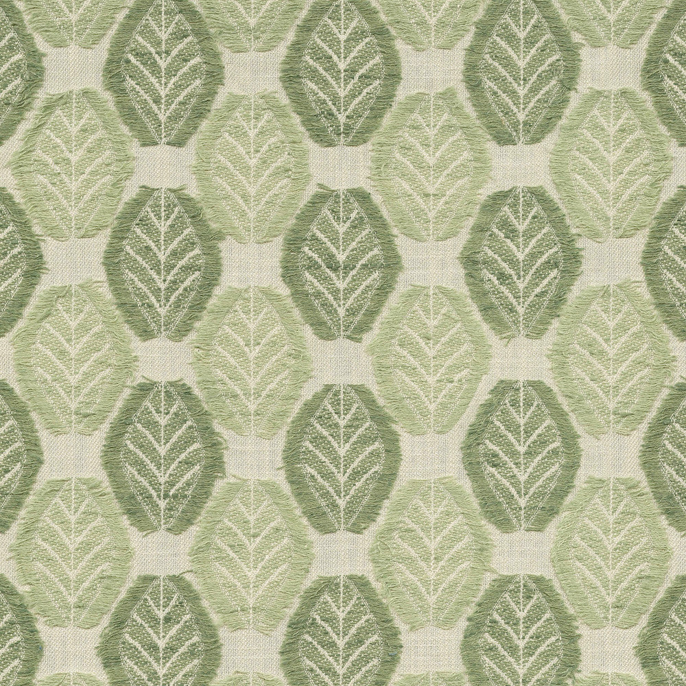 Fringe Leaf Celadon 470830 by PKL Studio Designer Fabric - 43% cotton, 57% polyester India 30000 Horizontal: 3.38 and Vertical: 3.75 55 - Swanky Fabrics -