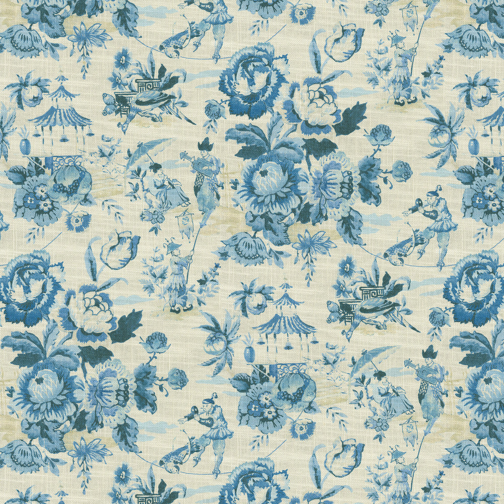 Travel Diary Delft 471031 by PKL Studio Designer Fabric - 75% cotton, 25% linen Pakistan 15000 Horizontal: 13.5 and Vertical: 25.25 54 - Swanky Fabrics -