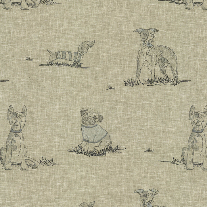 Dog Days Emb. Linen 471220 by P/K LIFESTYLES Designer Fabric - Base: 55% cotton, 45% polyester/ Emb: 52% cotton, 48% polyester India 51000 Horizontal: 17.75 and Vertical: 15.5 54  - Swanky Fabrics -