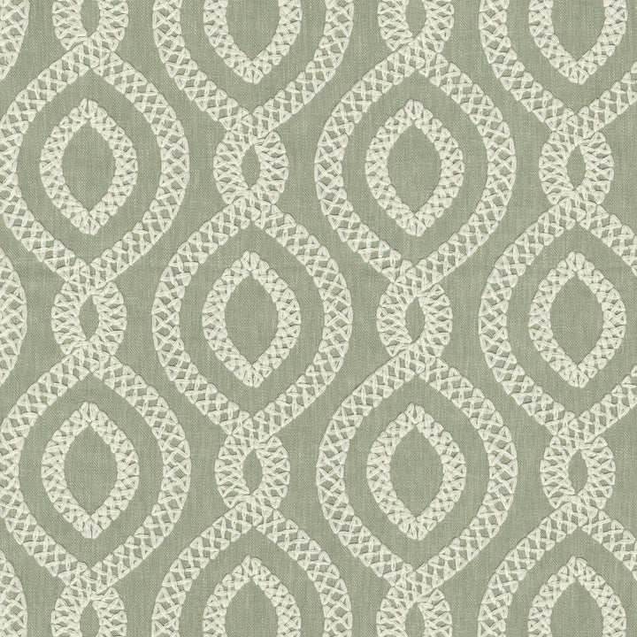 Pavilion Emb. Aloe 471284 by P/K LIFESTYLES Designer Fabric - Base 68% polyester, 21% linen, 11% cotton / Emb. 100% polyester India 51000 Horizontal: 6.75 and Vertical: 6.25 54  - Swanky Fabrics -