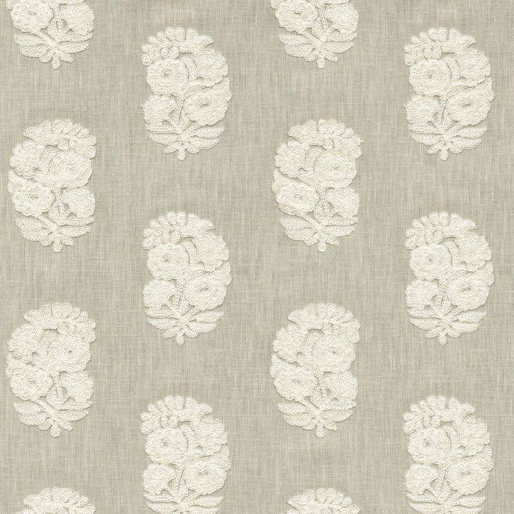 Bodhi Emb Flax by PK Lifestyles Designer Fabric - Base: 52% polyester, 48% cotton EMB: 50% cotton, 50% rayon India 29000 Horizontal: 6.75 and Vertical: 4.75 54 - Swanky Fabrics -