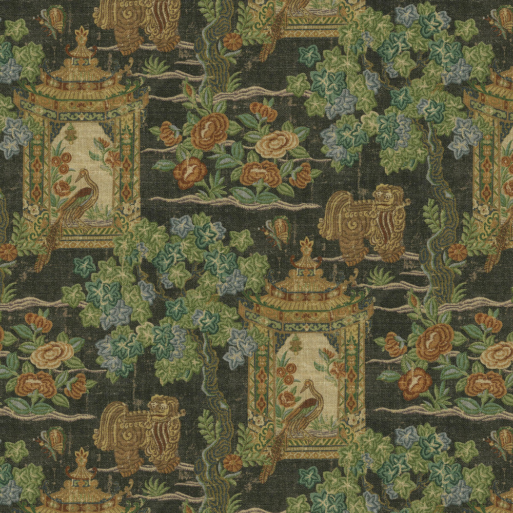 Utopian Garden Midnight by PK Lifestyles Designer Fabric - 75% cotton, 25% linen Pakistan 15000 Horizontal: 13.5 and Vertical: 25.25 54 - Swanky Fabrics -