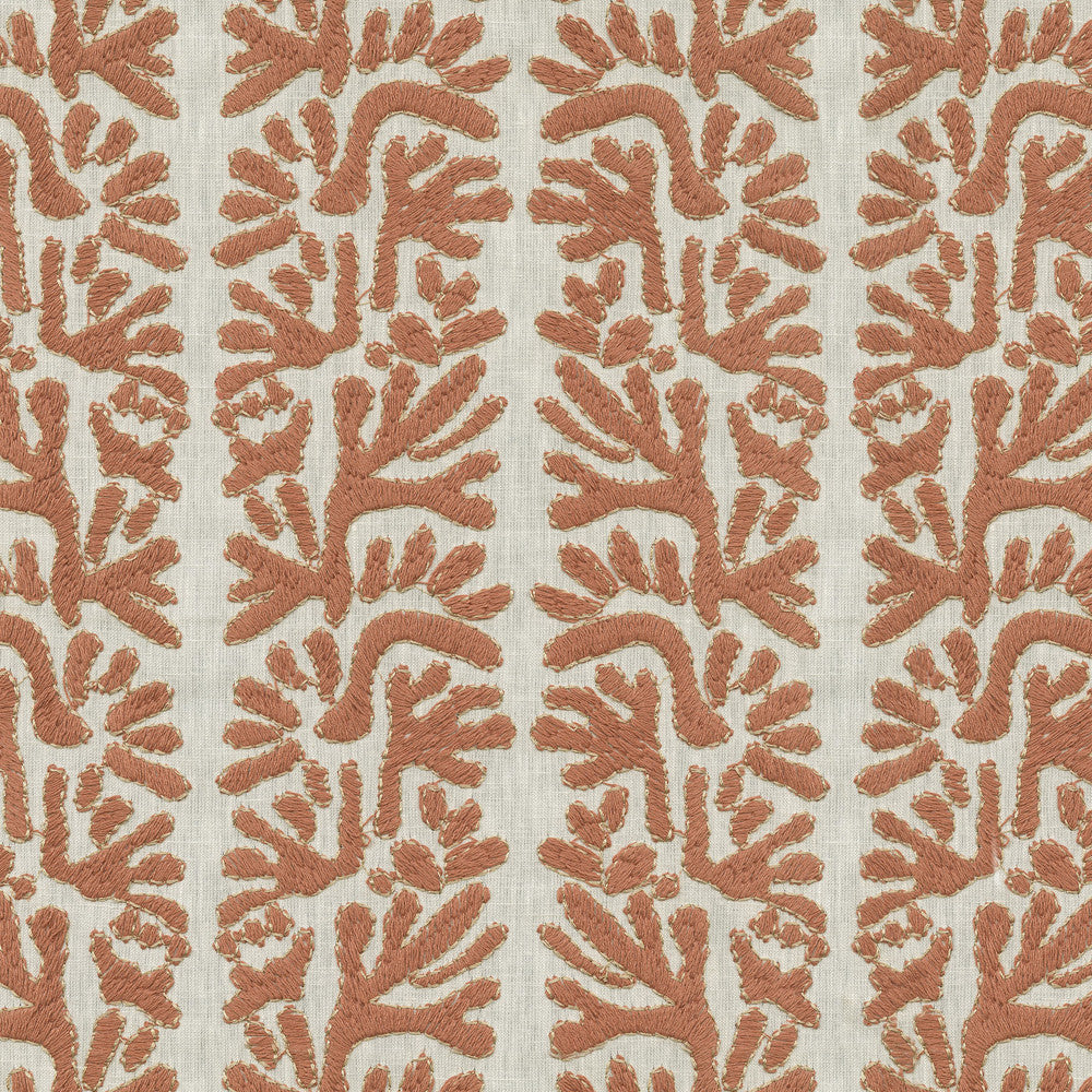Coral Emb Papaya by PK Lifestyles Designer Fabric - Base: 52% polyester, 48% cotton EMB: 100% cotton India 51000 Horizontal: 7.88 and Vertical: 6.25 53 - Swanky Fabrics -