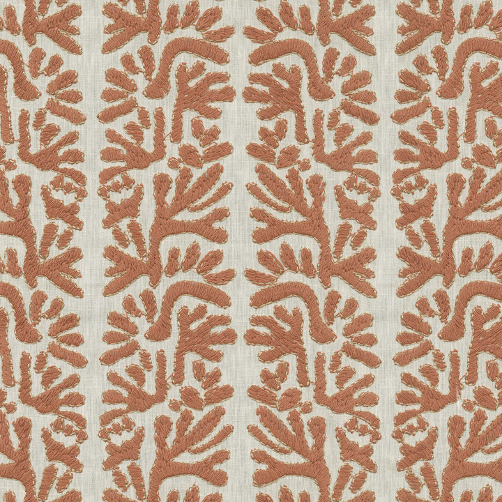 Coral Emb Papaya by PK Lifestyles Designer Fabric - Base: 52% polyester, 48% cotton EMB: 100% cotton India 51000 Horizontal: 7.88 and Vertical: 6.25 53 - Swanky Fabrics -