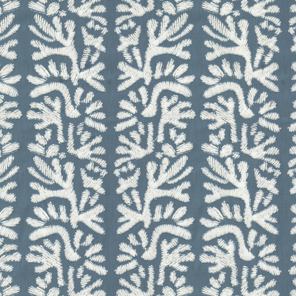 Coral Emb Ocean by PK Lifestyles Designer Fabric - Base: 52% polyester, 48% cotton EMB: 100% cotton India 51000 Horizontal: 7.88 and Vertical: 6.25 53 - Swanky Fabrics -