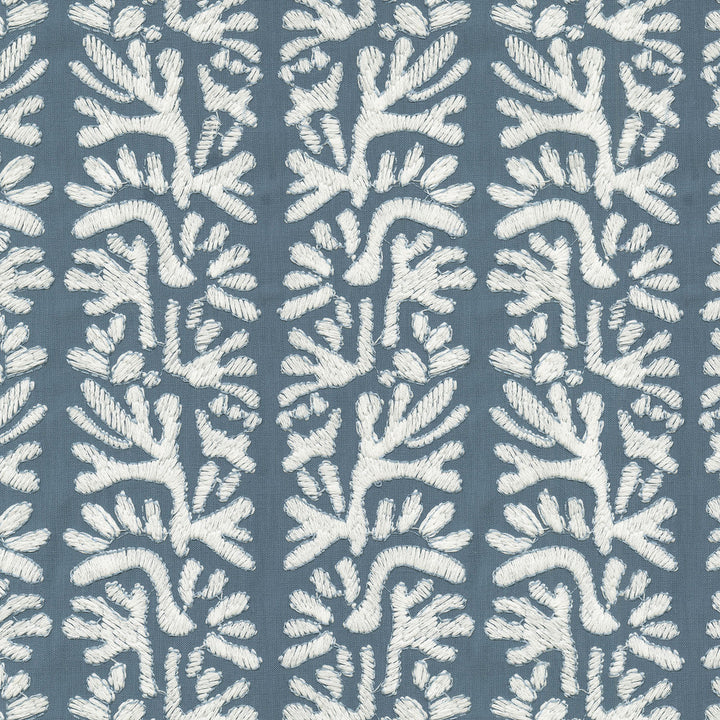 Coral Emb Ocean by PK Lifestyles Designer Fabric - Base: 52% polyester, 48% cotton EMB: 100% cotton India 51000 Horizontal: 7.88 and Vertical: 6.25 53 - Swanky Fabrics -