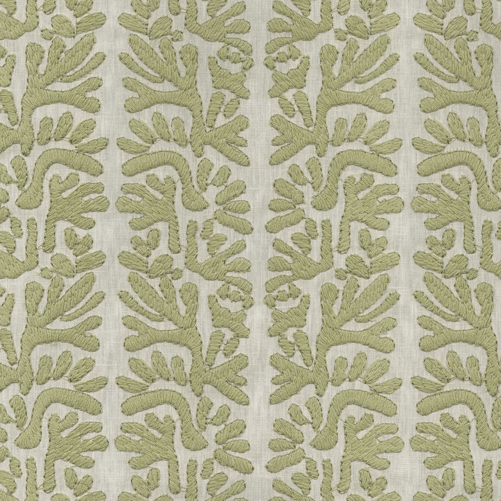 Coral Emb Sage by PK Lifestyles Designer Fabric - Base: 52% polyester, 48% cotton EMB: 100% cotton India 51000 Horizontal: 7.88 and Vertical: 6.25 53 - Swanky Fabrics -