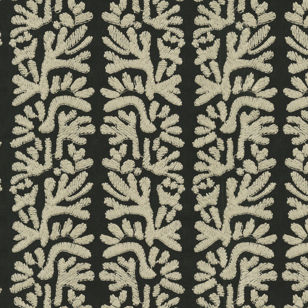 Coral Emb Onyx by PK Lifestyles Designer Fabric - Base: 52% polyester, 48% cotton EMB: 100% cotton India 51000 Horizontal: 7.88 and Vertical: 6.25 53 - Swanky Fabrics -