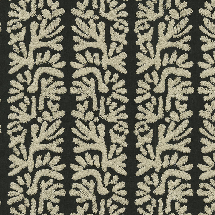 Coral Emb Onyx by PK Lifestyles Designer Fabric - Base: 52% polyester, 48% cotton EMB: 100% cotton India 51000 Horizontal: 7.88 and Vertical: 6.25 53 - Swanky Fabrics -