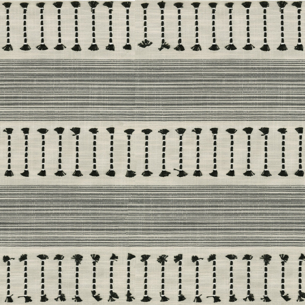 Fringe Stripe Emb Newsprint 472220 by PK Lifestyles Designer Fabric Cultural Exchange IX Base: 88% Polyester, 12% Cotton EMB: 84% Cotton, 16% Viscose India 50000 H: 6.125, V: 0.75 55 - Swanky Fabrics -