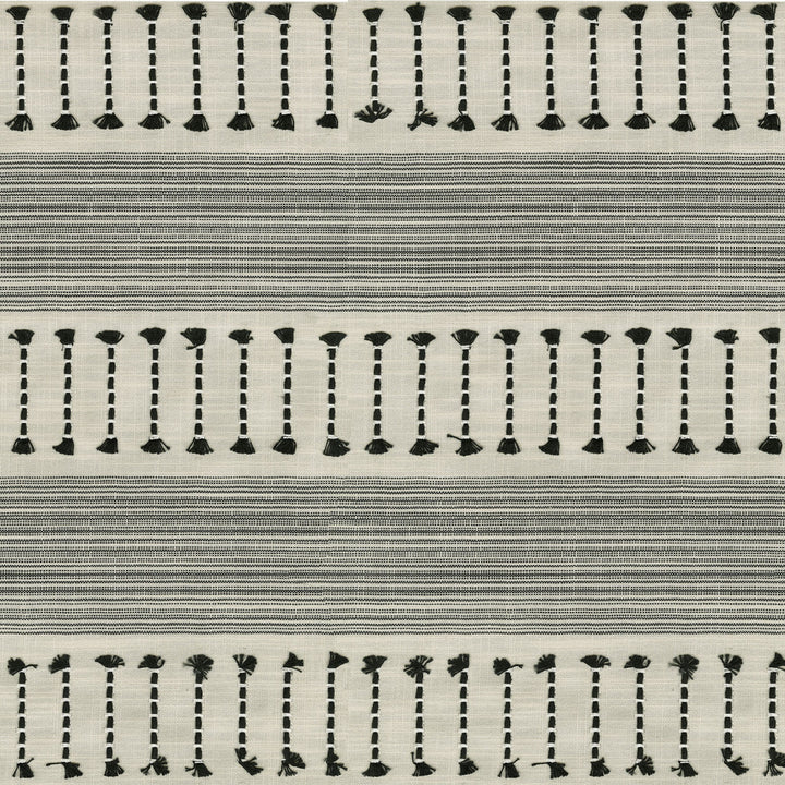 Fringe Stripe Emb Newsprint 472220 by PK Lifestyles Designer Fabric Cultural Exchange IX Base: 88% Polyester, 12% Cotton EMB: 84% Cotton, 16% Viscose India 50000 H: 6.125, V: 0.75 55 - Swanky Fabrics -