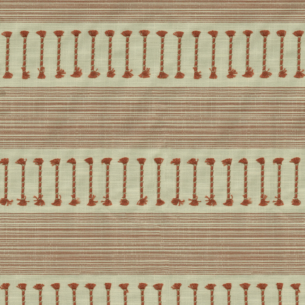 Fringe Stripe Emb Coral 472221 by PK Lifestyles Designer Fabric Cultural Exchange IX Base: 88% Polyester, 12% Cotton EMB: 84% Cotton, 16% Viscose India 50000 H: 6.125, V: 0.75 55 - Swanky Fabrics -