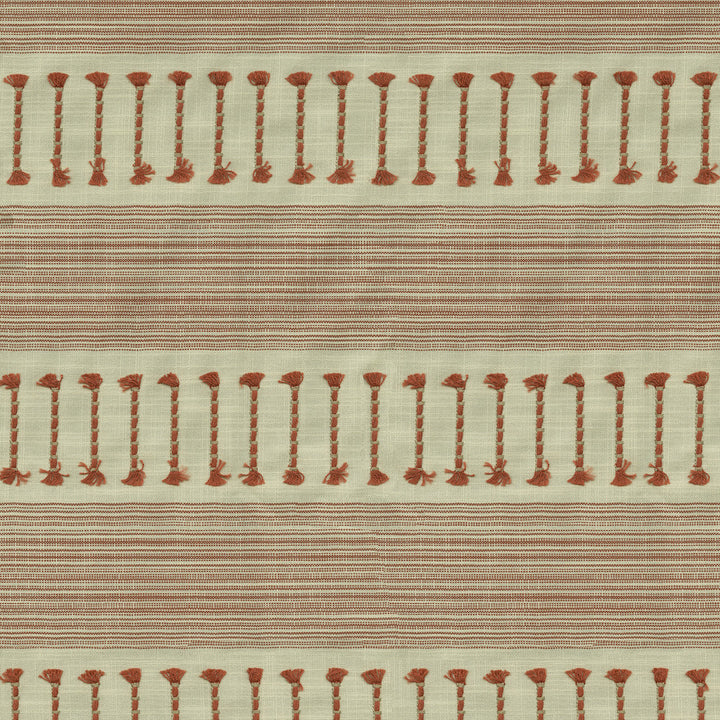 Fringe Stripe Emb Coral 472221 by PK Lifestyles Designer Fabric Cultural Exchange IX Base: 88% Polyester, 12% Cotton EMB: 84% Cotton, 16% Viscose India 50000 H: 6.125, V: 0.75 55 - Swanky Fabrics -