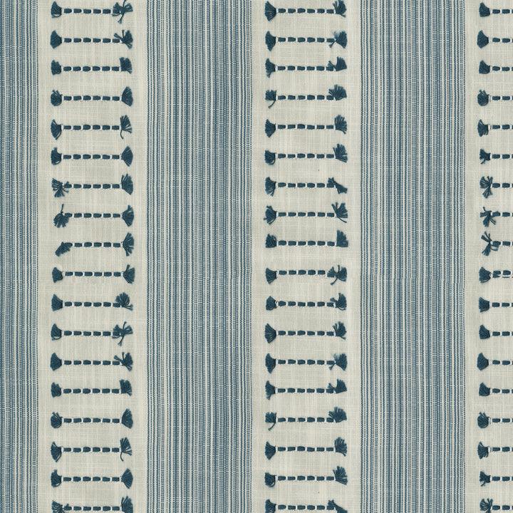 Fringe Stripe Emb Baltic 472222 by PK Lifestyles Designer Fabric Cultural Exchange IX Base: 88% Polyester, 12% Cotton EMB: 84% Cotton, 16% Viscose India 50000 H: 6.125, V: 0.75 55 - Swanky Fabrics -