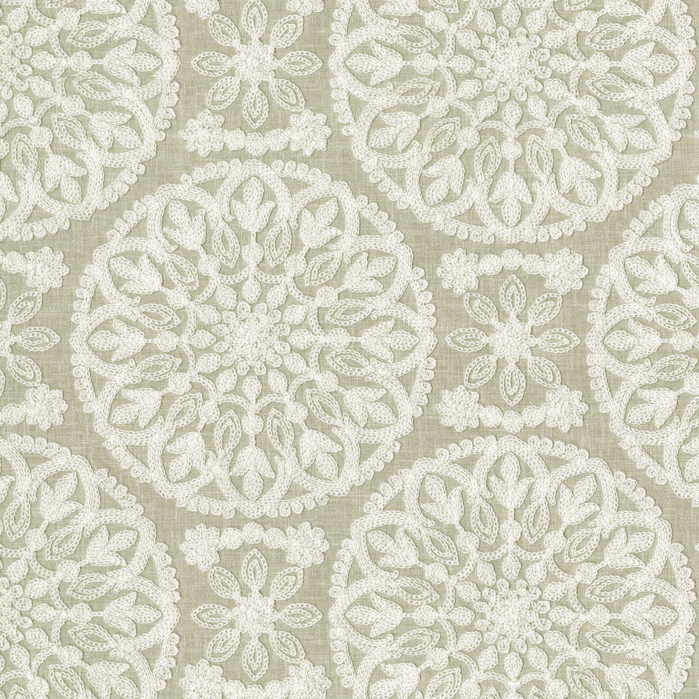 Lace Medallion Emb Cloud 472232 by PK Lifestyles Designer Fabric Cultural Exchange IX Base: 52% Polyester, 48% Cotton EMB: 100% Rayon India 51000 H: 10.2, V: 9 52 - Swanky Fabrics -