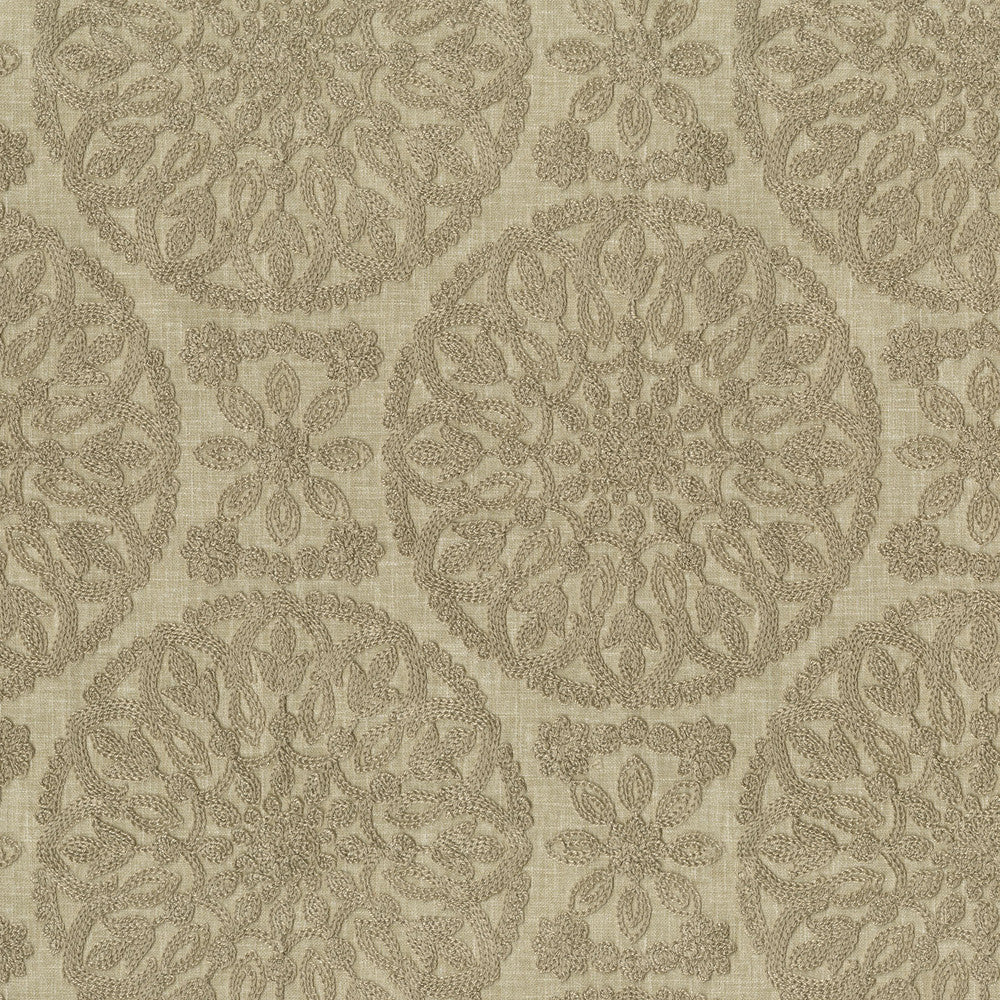 Lace Medallion Emb Twine 472233 by PK Lifestyles Designer Fabric Cultural Exchange IX Base: 52% Polyester, 48% Cotton EMB: 100% Rayon India 51000 H: 10.2, V: 9 52 - Swanky Fabrics -