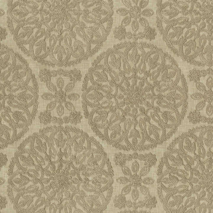 Lace Medallion Emb Twine 472233 by PK Lifestyles Designer Fabric Cultural Exchange IX Base: 52% Polyester, 48% Cotton EMB: 100% Rayon India 51000 H: 10.2, V: 9 52 - Swanky Fabrics -