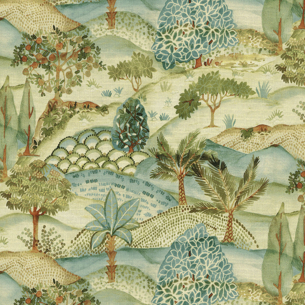 Walk In the Park Verdigris 472321 by PK Lifestyles Designer Fabric Design by Nature VIII 100% Cotton Peru 30000 H: 27, V: 25.25 54 - Swanky Fabrics -