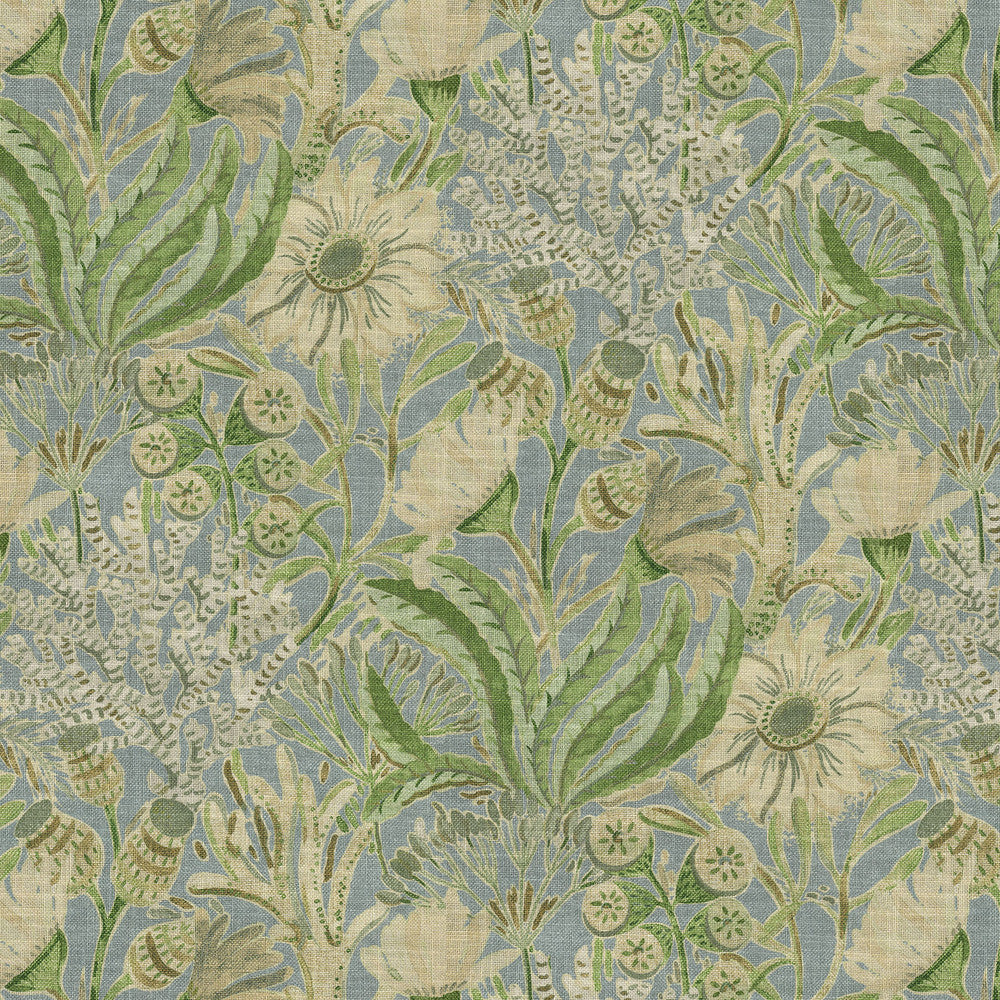 Discoveries Powder 472611 by PK Lifestyles Designer Fabric Cozy Life VIII 75% Cotton, 25% Linen Pakistan 15000 H: 13.5, V: 27 54 - Swanky Fabrics -