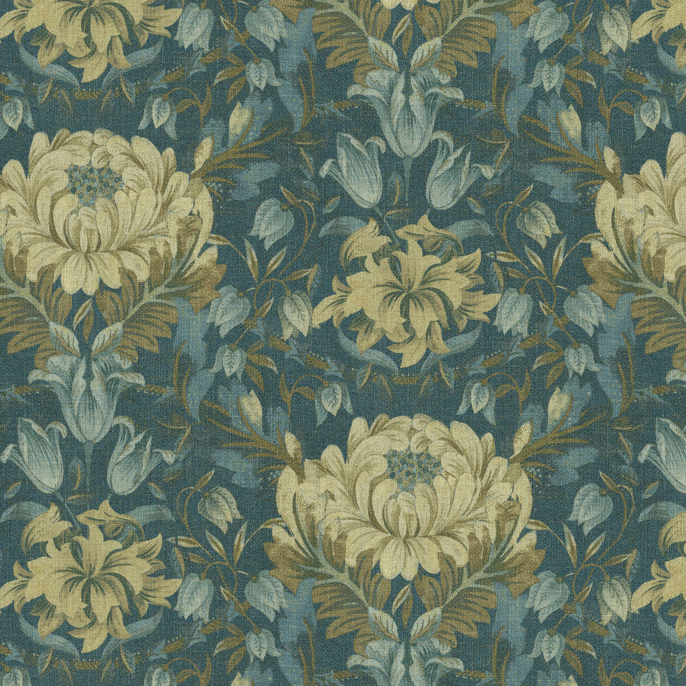 Garden Ornament Indigo 472701 by PK Lifestyles Designer Fabric Design by Nature VIII 90% Polyester, 10% Linen China 51000 H: 13.5, V: 25.25 54 - Swanky Fabrics -