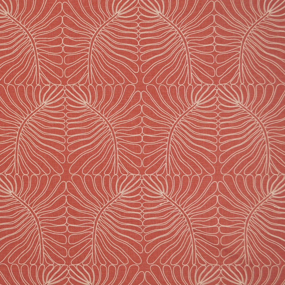 Selva Emb Coral 472950 by PKL Studio Designer Fabric - BASE:70% Polyester 30% Cotton EMB:100% Polyester India 8900 Horizontal: 13.250" and Vertical: 15.750" 53 - Swanky Fabrics -