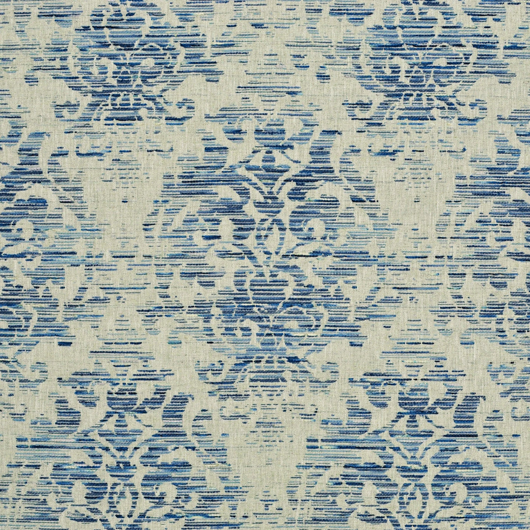 Everly Damask Indigo 472991 by PKL Studio Designer Fabric - 71% Polyester 24% Cotton 5% Linen India 51000 Horizontal: 6.750" and Vertical: 23.000" 54 - Swanky Fabrics -