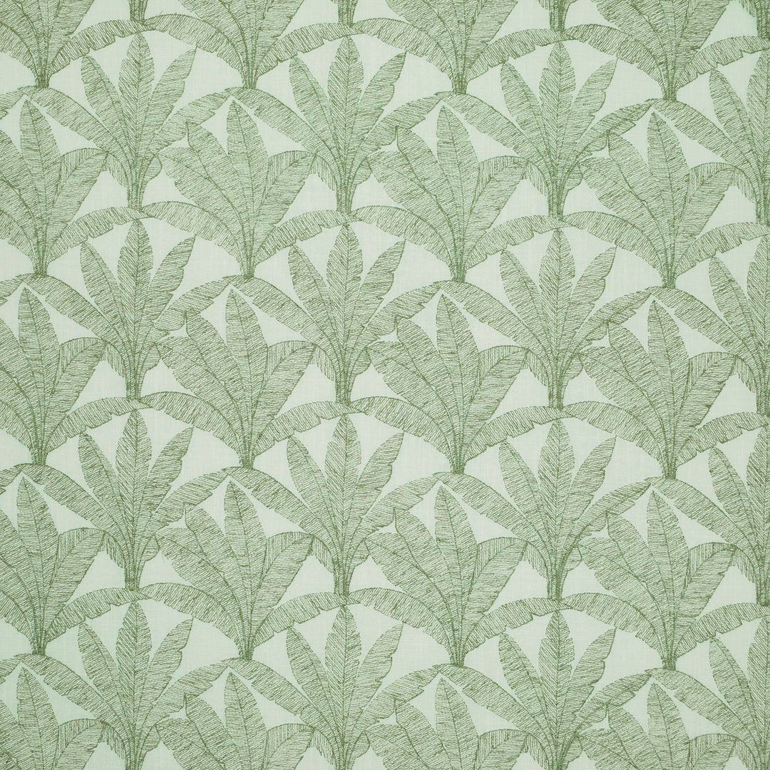 Maui Palm Emb Frond 473221 by PKL Studio Designer Fabric - BASE:52% Cotton 48% Polyester EMB:60% Polyester 25% Cotton 15% Linen India 51000 Horizontal: 6.750" and Vertical: 6.250" 54 - Swanky Fabrics -