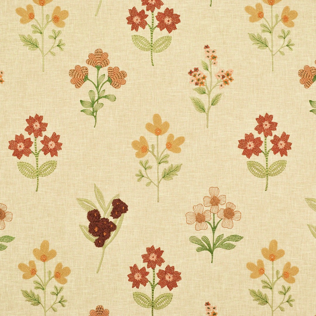 Bouquet Emb Autumn 480870 by PKL Studio Designer Fabric - Base:52% Polyester 48% Cotton Embroid:100% Rayon India 51000 Horizontal: 17.000" and Vertical: 19.000" 55 - Swanky Fabrics -