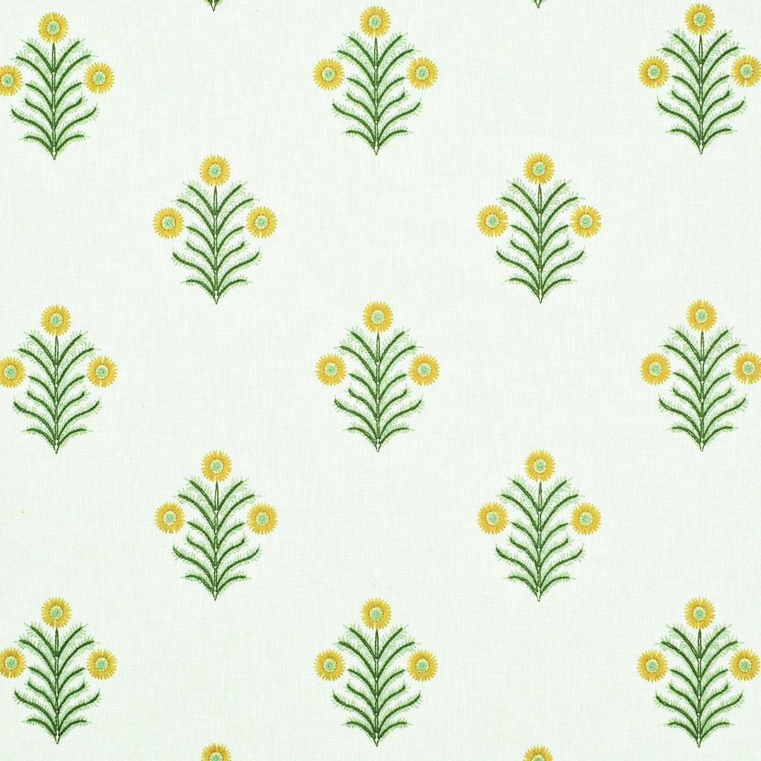 Hayley Emb Marigold 480940 by PKL Studio Designer Fabric - Base:50% Polyester 50% Cotton India 51000 Horizontal: 10.500" and Vertical: 9.500" 52 - Swanky Fabrics -