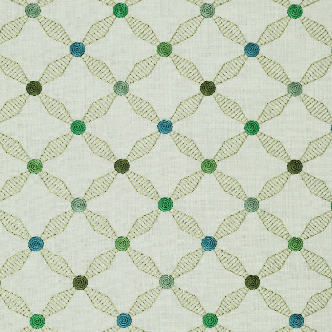 Serenade Swirl Em Seaglass 481050 by PKL Studio Designer Fabric - Base:100% Cotton Embroid:100% Viscose India 51000 Horizontal: 6.500" and Vertical: 15.100" 53 - Swanky Fabrics -