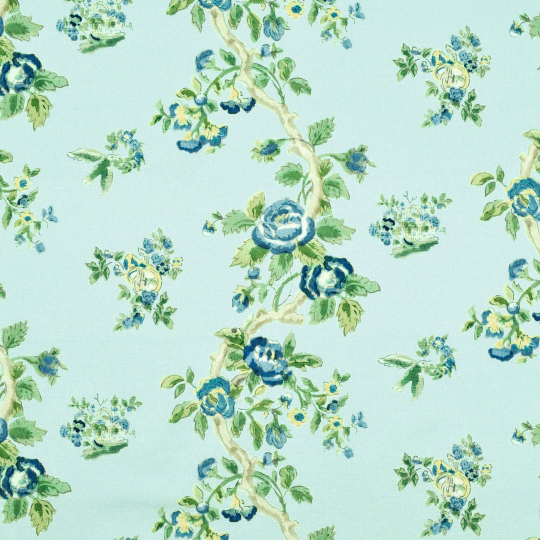 La Roseraie Washed Denim 481152 by PKL Studio Designer Fabric - 100% Cotton Pakistan 51000 Horizontal: 13.500" and Vertical: 18.000" 54 - Swanky Fabrics -