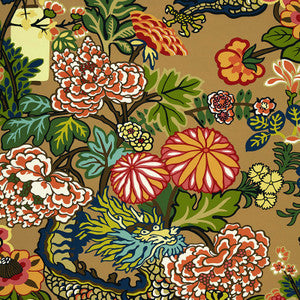 Chiang Mai Dragon Mocha 5001064 by Schumacher Designer Wallcovering