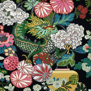 Chiang Mai Dragon Ebony 5001065 by Schumacher Designer Wallcovering