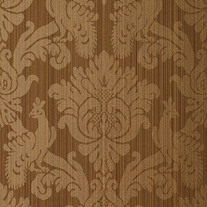 Valette Strie Damask Mahogany 5003665 by Schumacher Designer Wallcovering