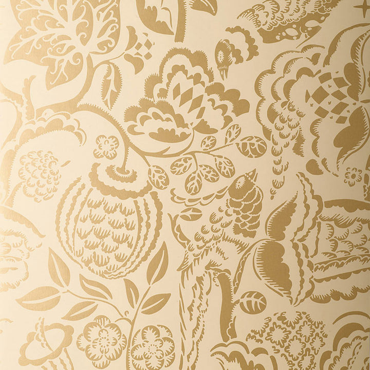 Uccello Champagne 5003711 by Schumacher Designer Wallpaper PALAZZO DAMASKS Paper 0 UNITED STATES OF AMERICA </p><p>Repeat: Horizontal: 27" (69CM) and Vertical: 33 1/2" (85CM) 27 - Swanky Fabrics -