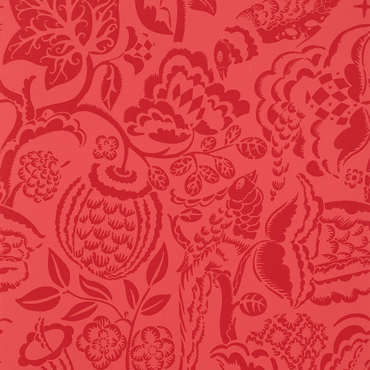 Uccello Red 5003714 by Schumacher Designer Wallpaper PALAZZO DAMASKS Paper 0 UNITED STATES OF AMERICA </p><p>Repeat: Horizontal: 27" (69CM) and Vertical: 33 1/2" (85CM) 27 - Swanky Fabrics -