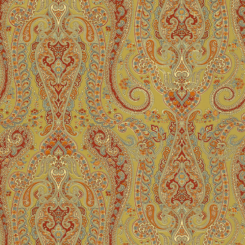 Isabella Paisley Peridot 5004182 by Schumacher Designer Wallpaper PERENNIAL FAVORITES Paper 0 UNITED STATES OF AMERICA </p><p>Repeat: Horizontal: 27" (69CM) and Vertical: 18" (46CM) 27 - Swanky Fabrics -