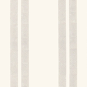 Greek Key Stripe Oyster 5005360 by Schumacher Designer Wallcovering
