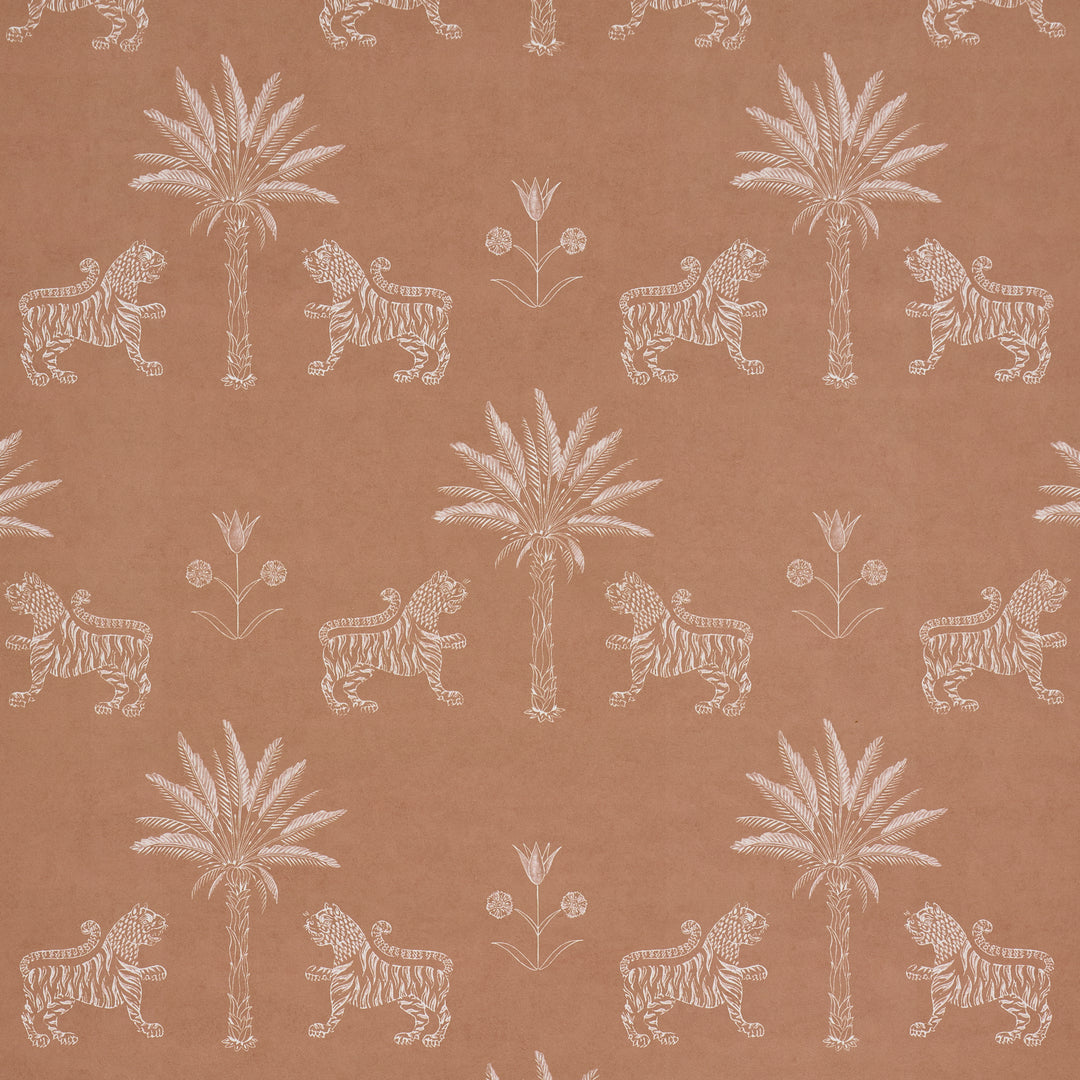 Tiger Palm Silhouette Mediterranean Spice 5012924 by Schumacher Designer Wallcovering