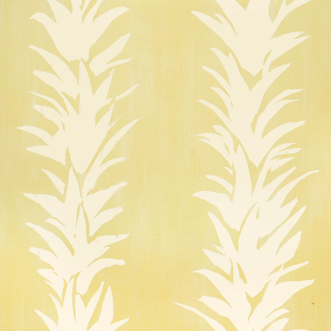White Lotus Light Yellow 5013668 by Schumacher Designer Wallcovering
