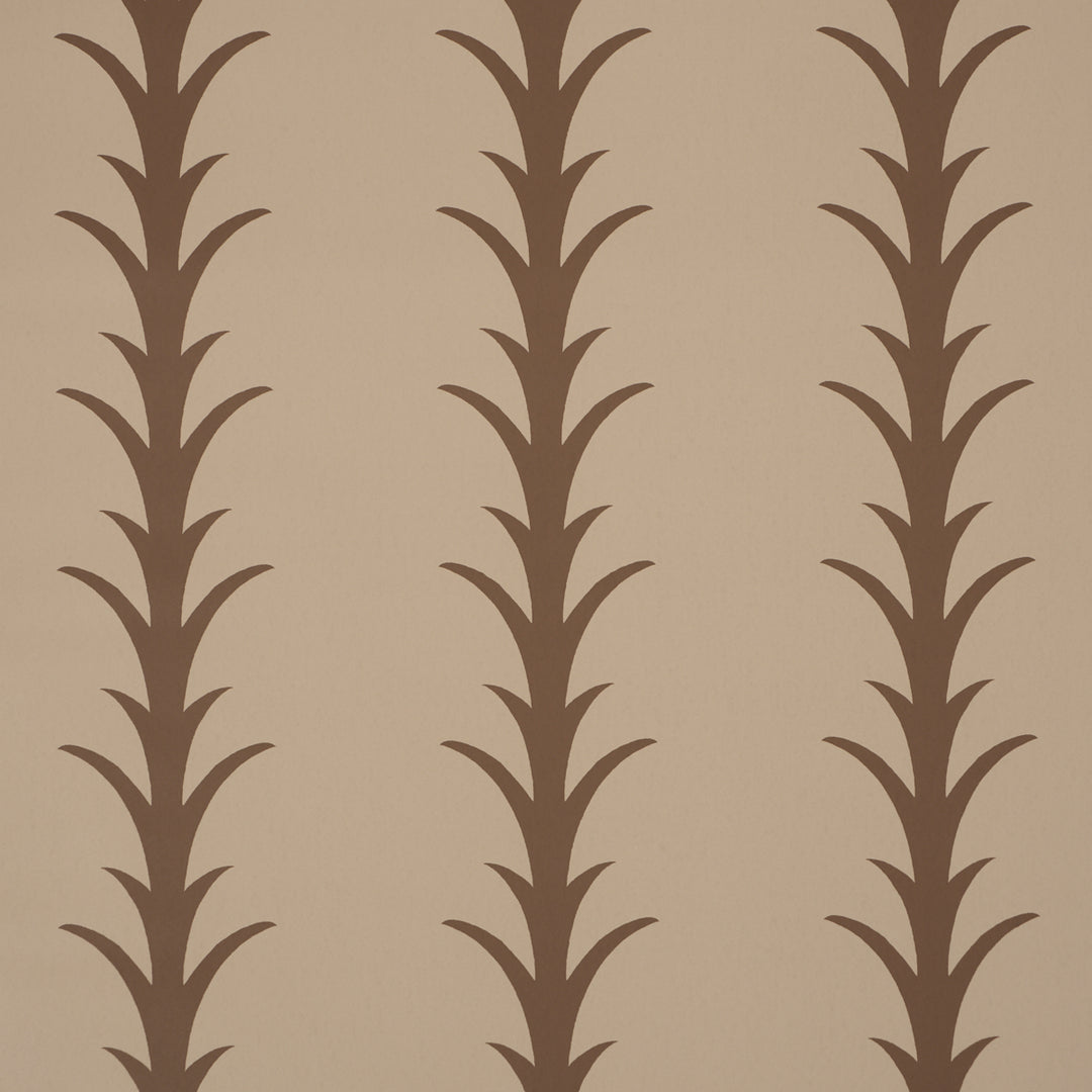 Acanthus Stripe Brown On Beige 5014774 by Schumacher Designer Wallcovering