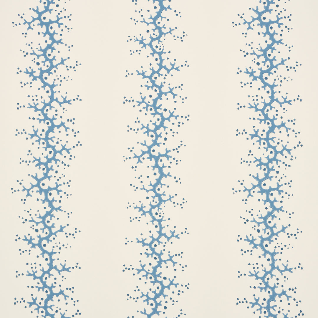Coral Stripe Blue 5016451 by Schumacher Designer Wallcovering