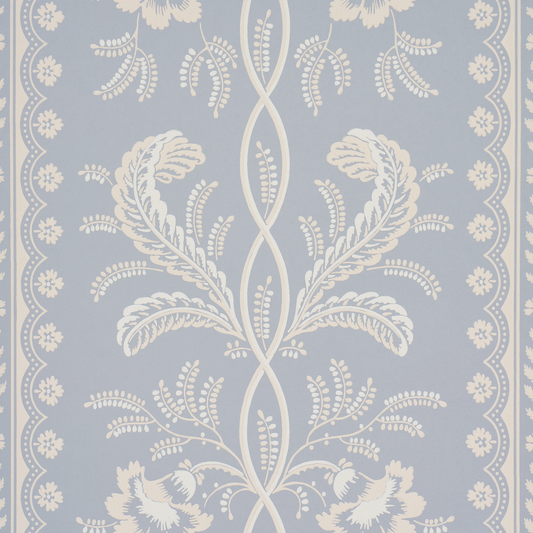 Bell Flowers Light Blue 5016490 by Schumacher Designer Wallcovering