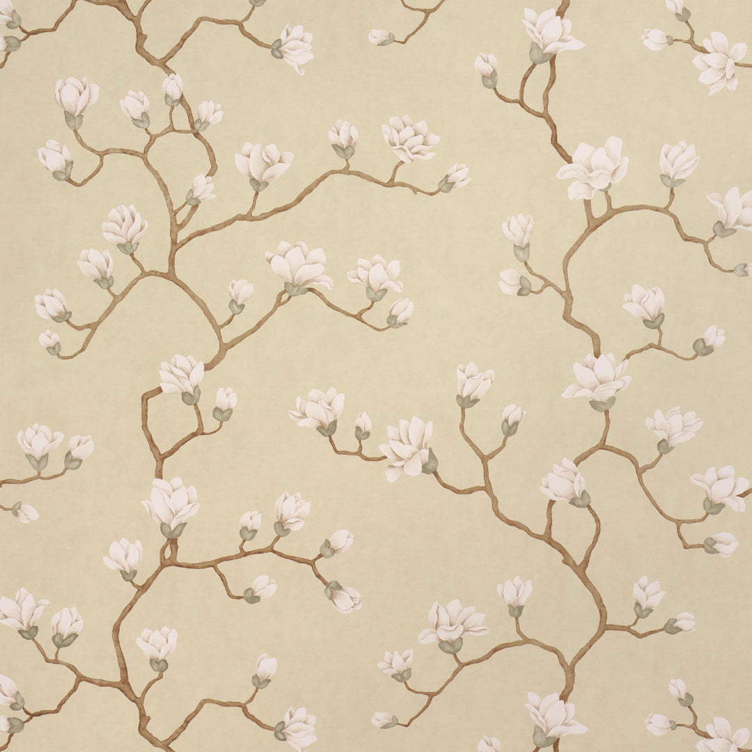 Magnolia Tree Soft Gold 5016932 by Schumacher Designer Wallcovering