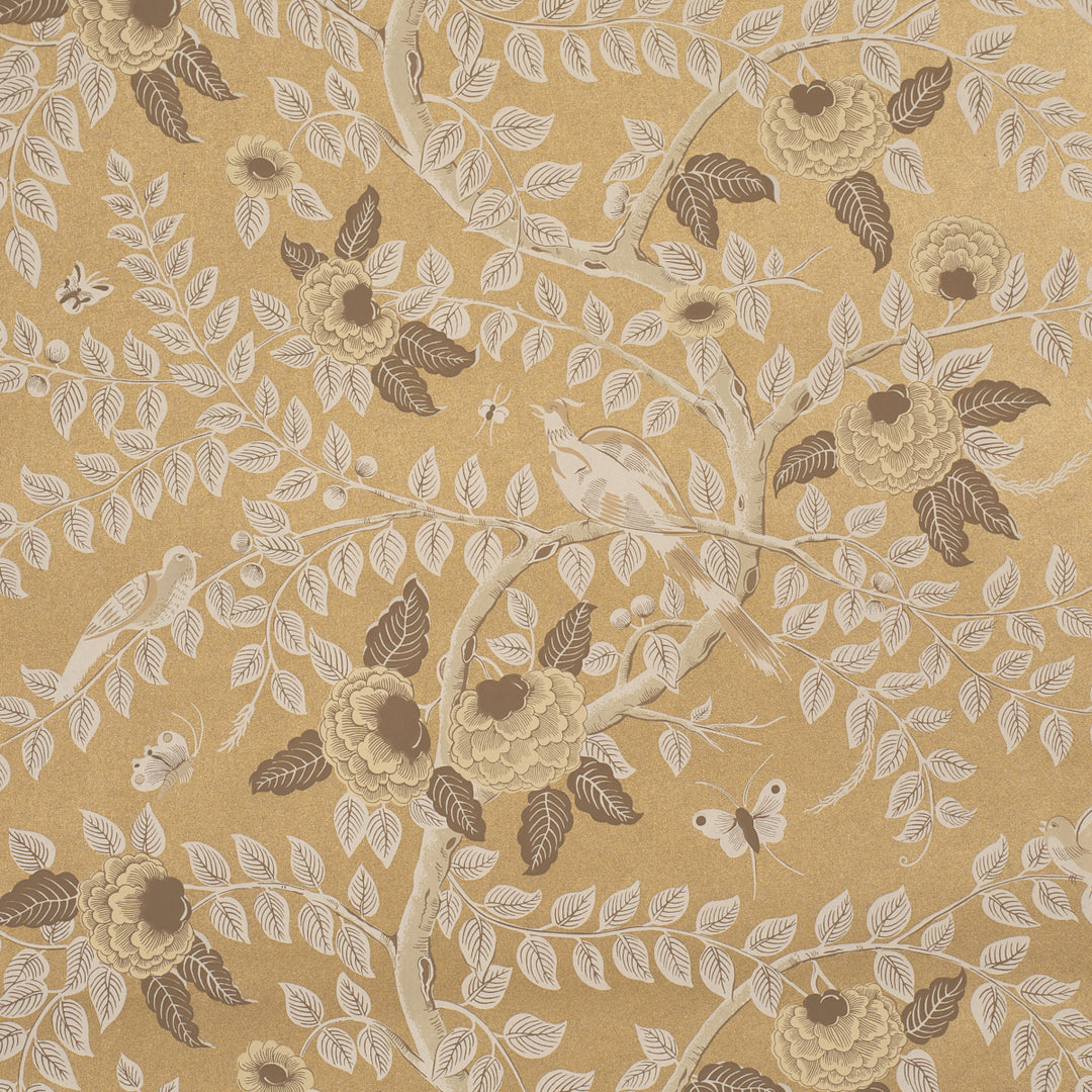 Tole Bird Gold 5017540 by Schumacher Designer Wallcovering