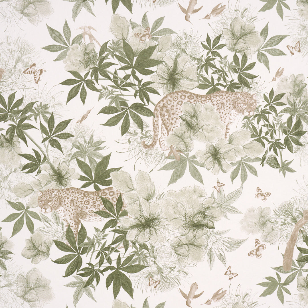 Nocturnum Ivory & Olive 5017570 by Schumacher Designer Wallcovering