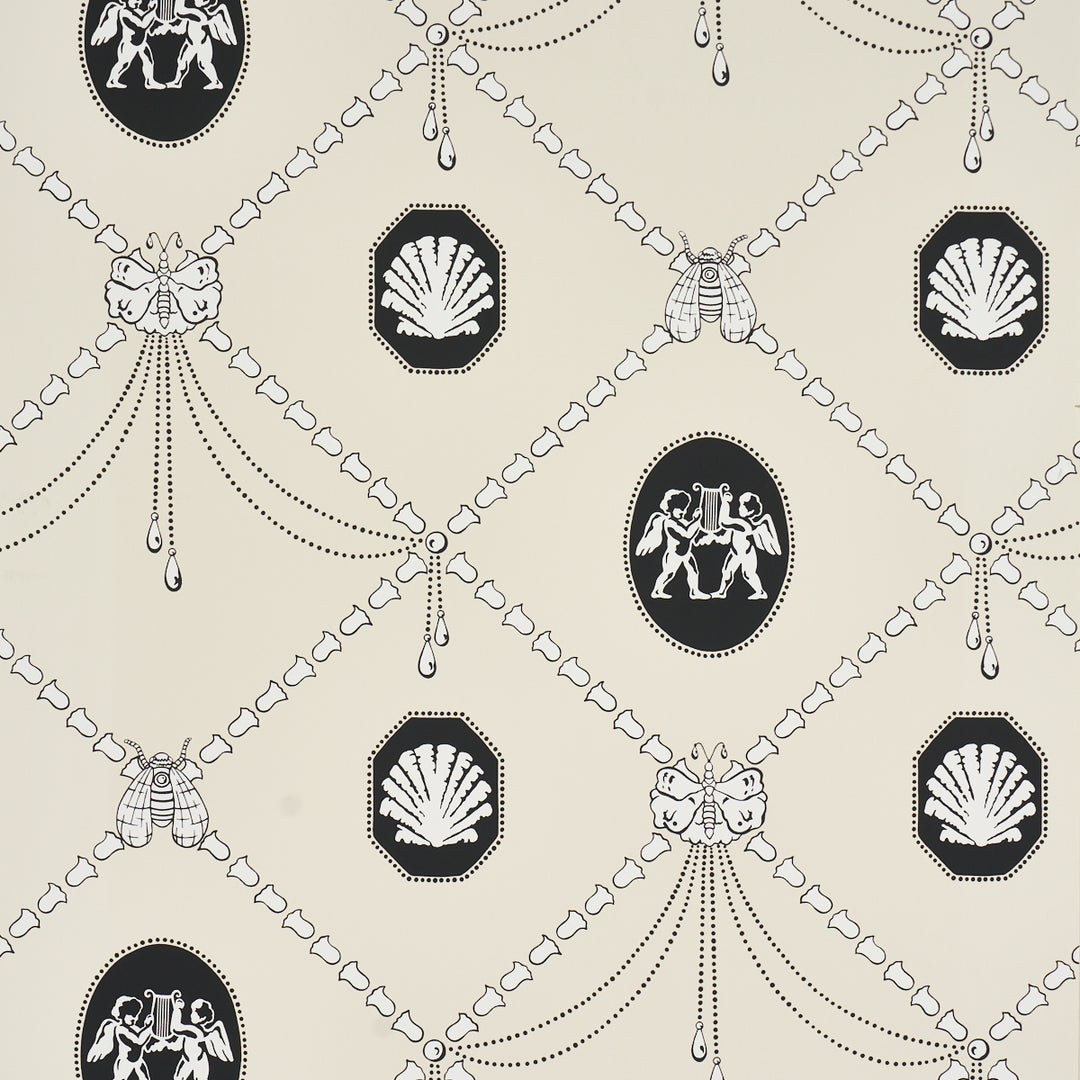 Edith Black & Ivory 5017840 by Schumacher Designer Wallcovering
