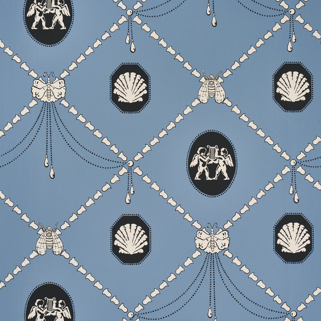 Edith Blue 5017841 by Schumacher Designer Wallcovering