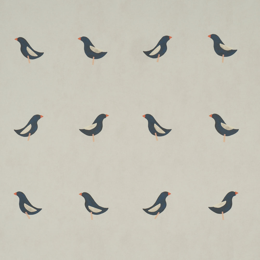 Birds Print Black On Natural 5017890 by Schumacher Designer Wallcovering
