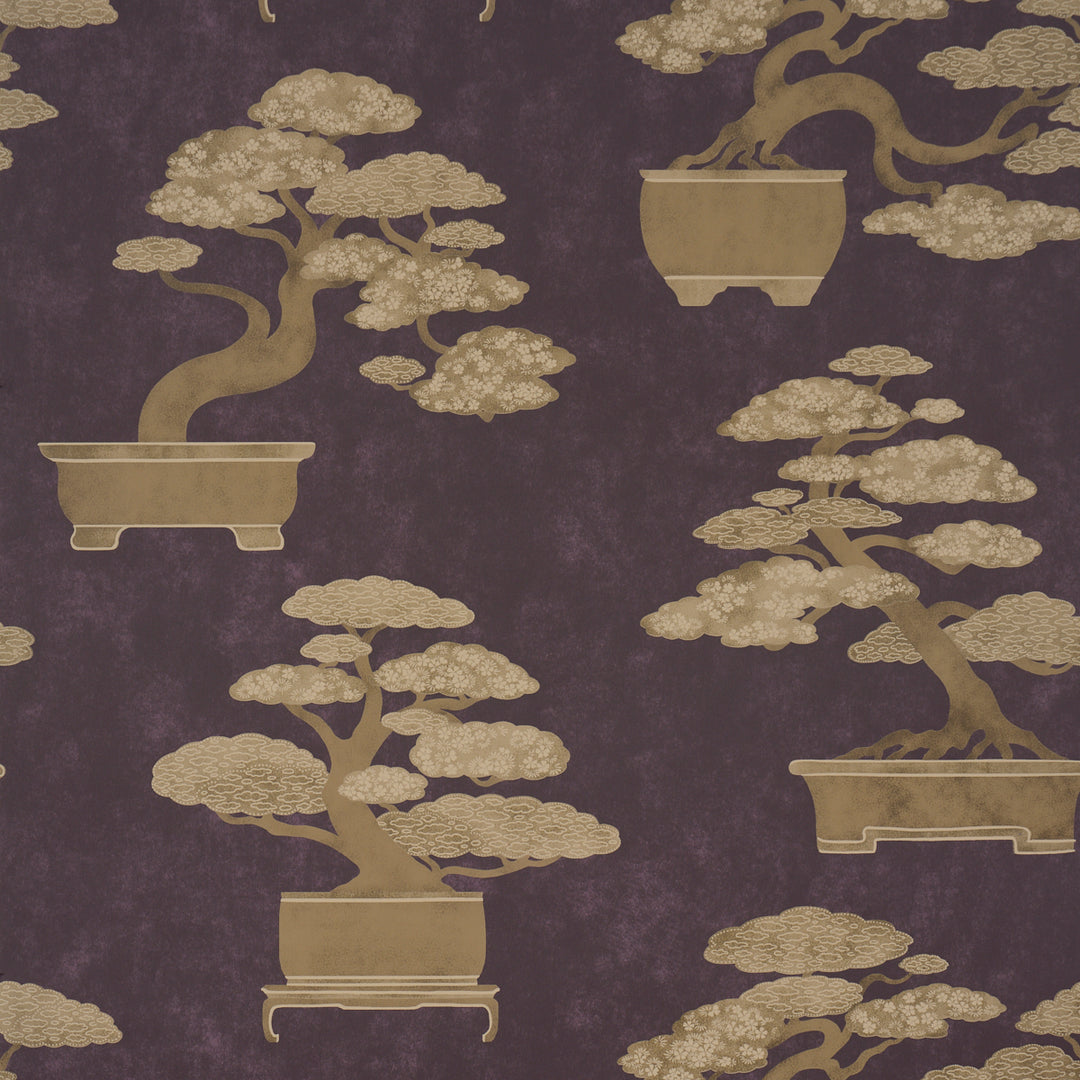Bonsai Tree Aubergine 5018001 by Schumacher Designer Wallcovering